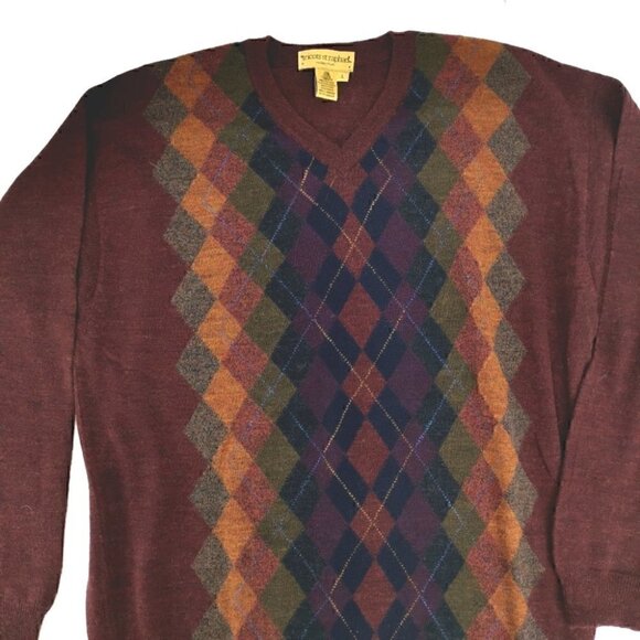 Tricots St Raphael Men's L Red Merino Wool Sweater - Picture 2 of 9